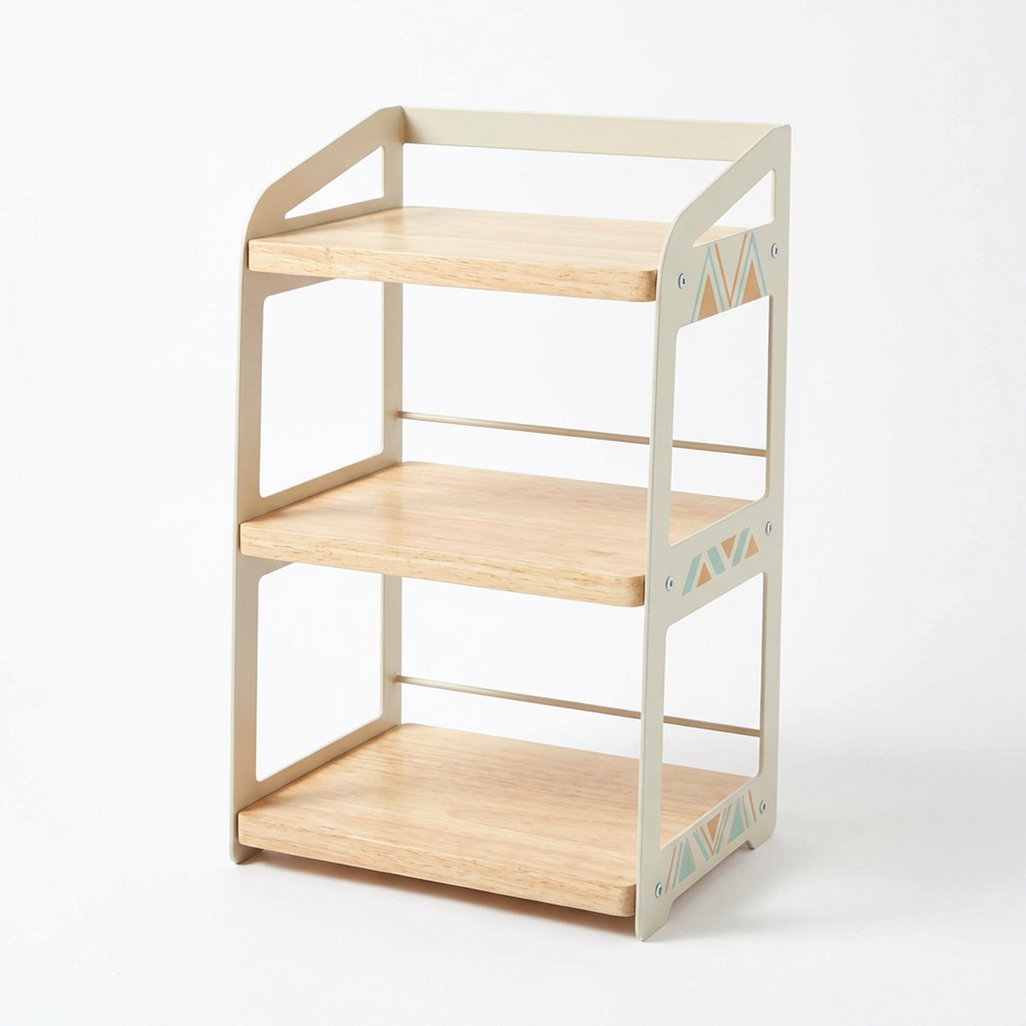 3-Tier Countertop Organizer Shelf | Wooden Shelves with Metal Side Frame | For Kitchen, Bathroom & Desk