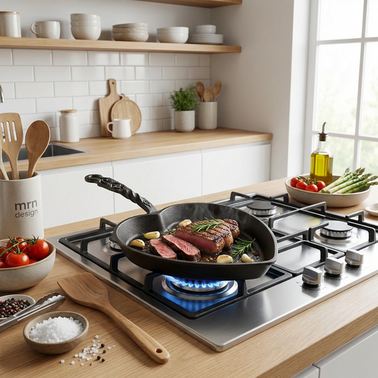 Heart-Shaped Cast Iron Skillet | Vintage Embossed Long Handle | Ideal for Searing, Roasting, Baking & Serving