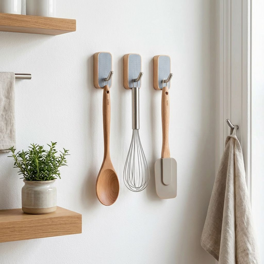 Nordic Wooden Wall Hook | Stainless Steel Hook + Wood Base | For Entryway, Bathroom &amp; Kitchen